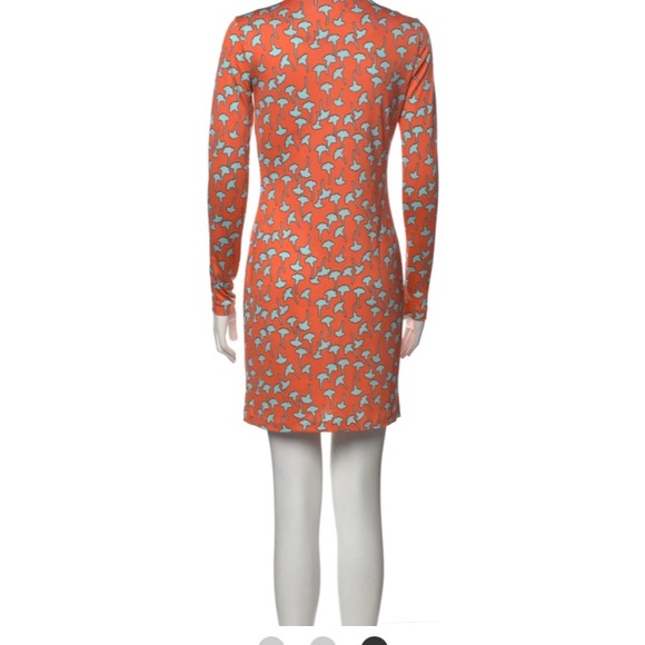 Diane Von Furstenberg Orange Boho Print Sheath Dress size 4 like NEW - Picture 2 of 9